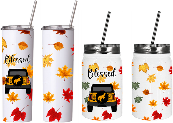 Bronco Blessed Fall Tumbler and Mason Jar