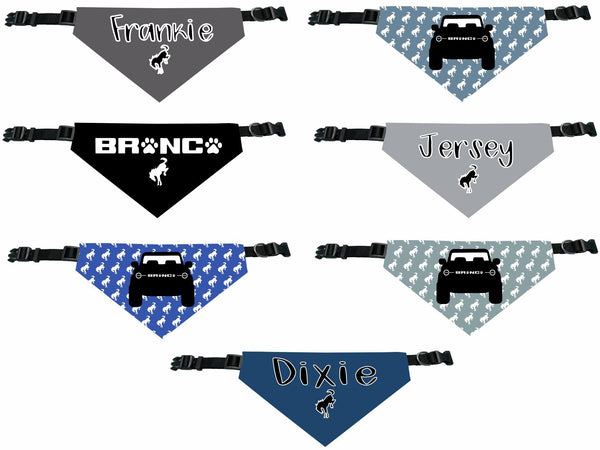 Bronco Personalized Reversable Dog Bandana (Gray and Blue Colors)