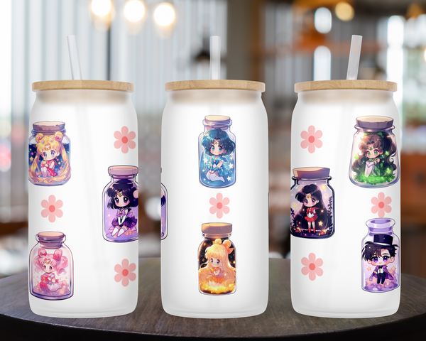 Chibi Sailor in bottles | Glass can