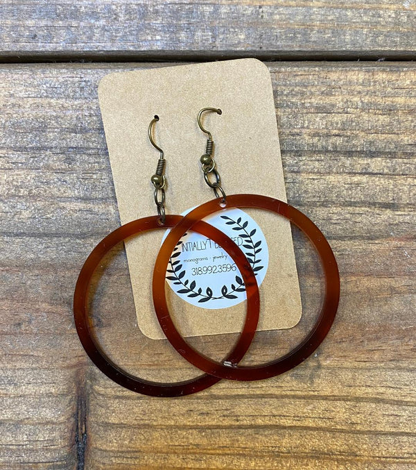 Acrylic Earrings - Tortoise Shell Open Circle